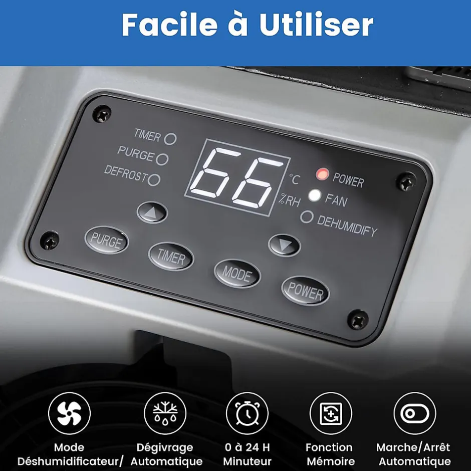 Giantex Déshumidificateur 85 L jour Déshumidificateur Mobile avec Dégivrage Automatique Minuterie 24H Tuyau de drainage Pompe Noir