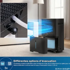 Eriksson Déshumidificateur 20 litres adapté pour chambre salon cave Dehumidifier