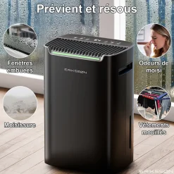 Eriksson Déshumidificateur 20 litres adapté pour chambre salon cave Dehumidifier