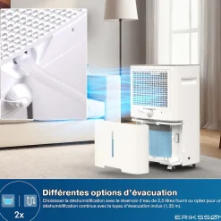 Eriksson Déshumidificateur 20 litres adapté pour chambre salon cave Dehumidifier Best