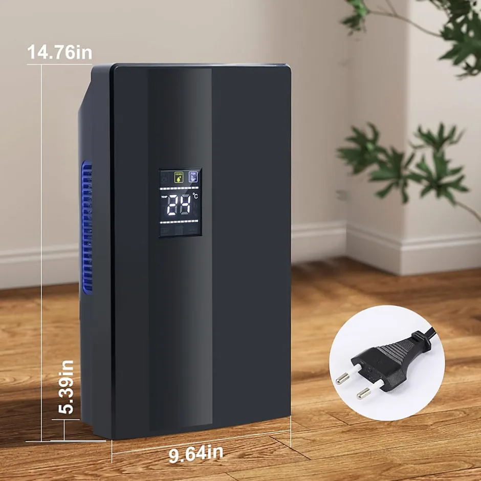 Nettlife Déshumidificateur 2000 ml avec télécommande, minuterie 24 h, nettoyage UV et mode veille (noir)