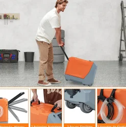 Giantex Déshumidificateur air 85 L jour Déshumidificateur Mobile avec Dégivrage Automatique Minuterie 24H Tuyau de drainage Pompe