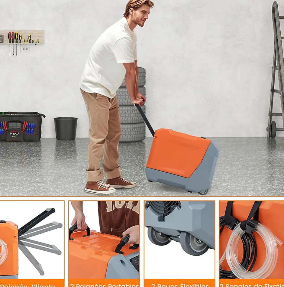 Giantex Déshumidificateur air 85 L jour Déshumidificateur Mobile avec Dégivrage Automatique Minuterie 24H Tuyau de drainage Pompe