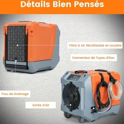 Giantex Déshumidificateur air 85 L jour Déshumidificateur Mobile avec Dégivrage Automatique Minuterie 24H Tuyau de drainage Pompe