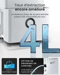 Nature Pro Déshumidificateur Compresseur Connecté 30L/jour avec Application Smartphone, Wi-Fi, Drainage continu Best