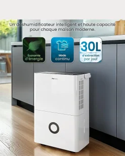 Nature Pro Déshumidificateur Compresseur Connecté 30L/jour avec Application Smartphone, Wi-Fi, Drainage continu Best