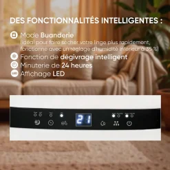 Bestherm Déshumidificateur d'air - Nova 5L/jour, réservoir amovible, filtre à charbon actif, ioniseur intégré