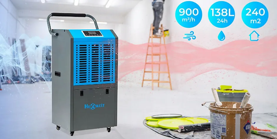 Hexwelt Déshumidificateur d'air industriel 138L/24H réservoir 10L absorbeur d'humidité 1 pièce.