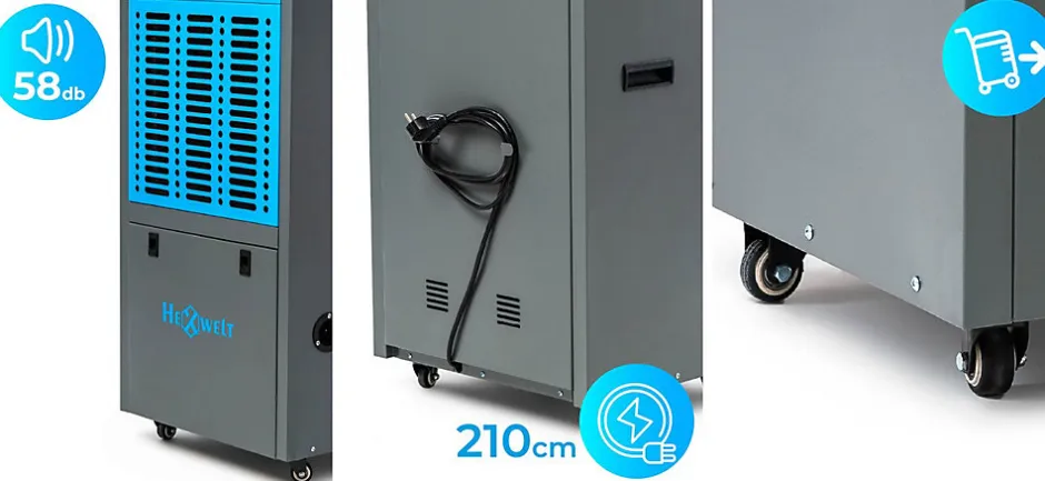 Hexwelt Déshumidificateur d'air industriel 138L/24H réservoir 10L absorbeur d'humidité 1 pièce.