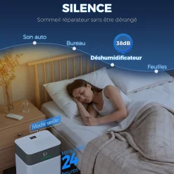 Homcom Déshumidificateur d'air 20L/jour mobile silencieux réservoir 4,5L timer 24H écran LED témoin d'humidité filtre lavable