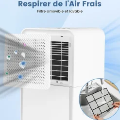 Giantex Déshumidificateur d'air 15L/Jour, Réservoir d'Eau 2,4L,avec 2 Vitesses, 4 Roulettes,pour Salon, Bureau, Salle de Bain