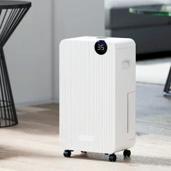 Homcom Déshumidificateur d'air 12L/jour mobile silencieux réservoir 2,1L timer 24H écran LED témoin d'humidité filtre lavable