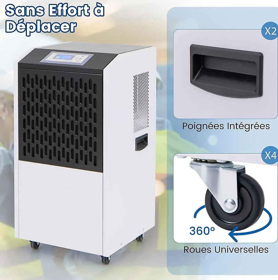 Giantex Déshumidificateur Industriel1300W,118L, Contrôle Humidité,avec 4 Roues, Minuterie 0-24H, pour Entrepôts et Caves Outlet