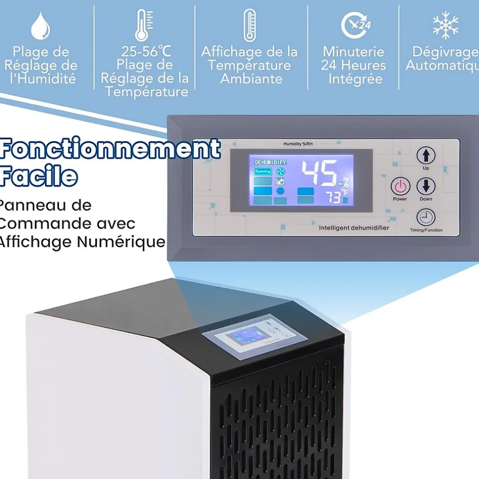 Giantex Déshumidificateur Industriel1300W,118L, Contrôle Humidité,avec 4 Roues, Minuterie 0-24H, pour Entrepôts et Caves Outlet