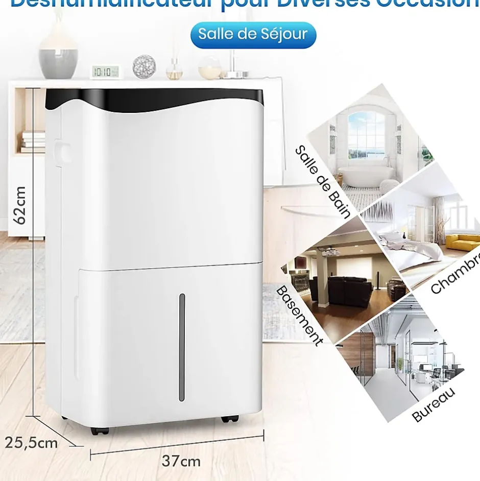 Giantex Déshumidificateur 50L Jour pour Pièces 60 avec 4 Modes 2 Vitesses De Ventilateur écran Tactile Contrôle Wifi Minuterie 24H Outlet