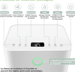 Giantex Déshumidificateur électrique 15L/Jour, 3 Modes, Minuterie 24H, 2 Vitesses du Vent, Réservoir d'Eau 2L, Blanc