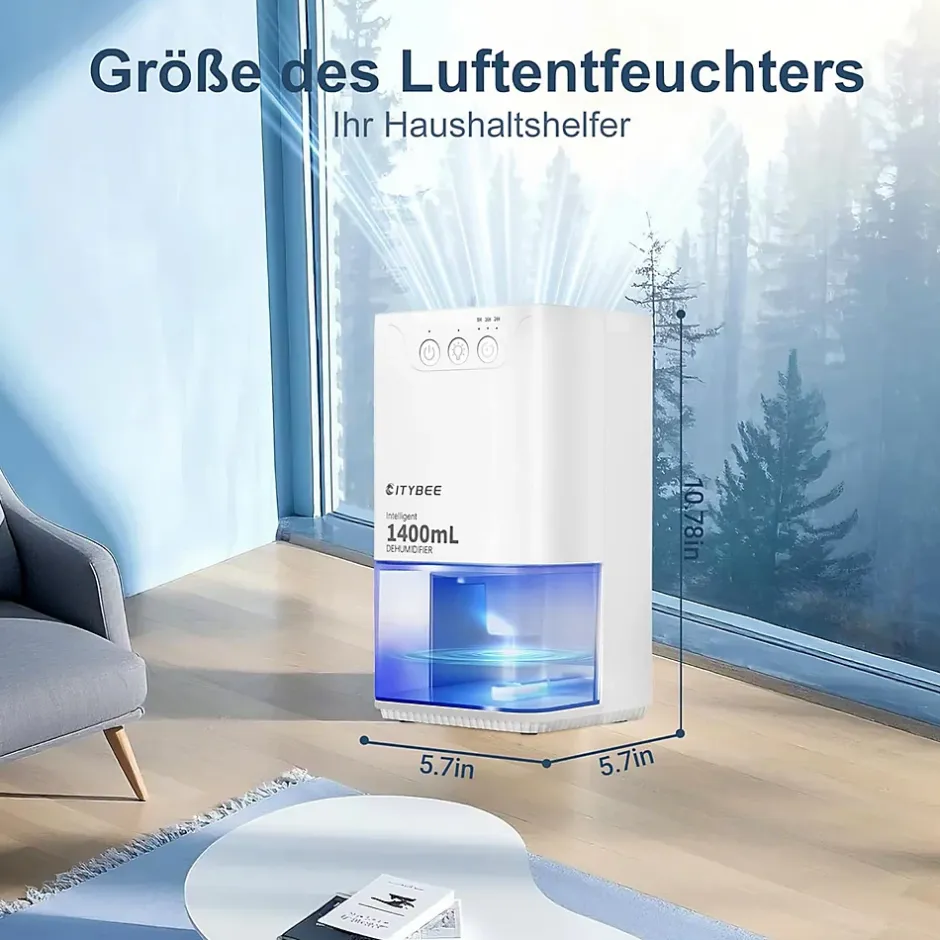 Nettlife Déshumidificateur 1400 ml avec minuterie et d'ambiance (blanc) Hot