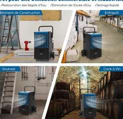 Giantex Déshumidificateur Professionnel 66L/Jour, Déshumidificateur Industriel pour Pièces jusqu'à 418 m²