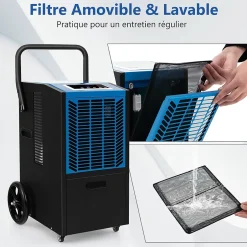 Giantex Déshumidificateur Professionnel 66L/Jour, Déshumidificateur Industriel pour Pièces jusqu'à 418 m²