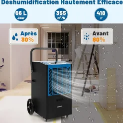 Giantex Déshumidificateur Professionnel 66L/Jour, Déshumidificateur Industriel pour Pièces jusqu'à 418 m²