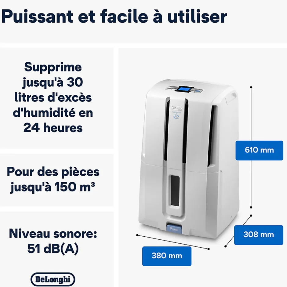 Delonghi Déshumidificateur DD233P 30L/J 60m²