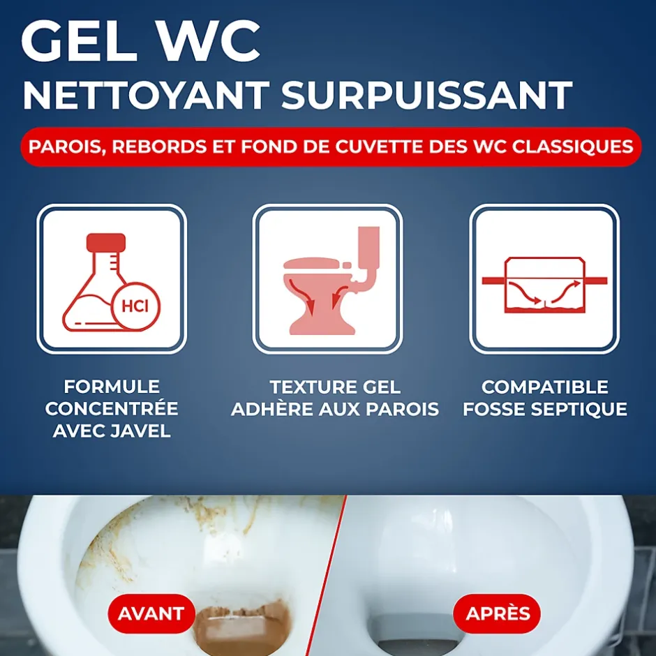 Starwax Désinfectant nettoyant gel javel WC 750 ml Outlet