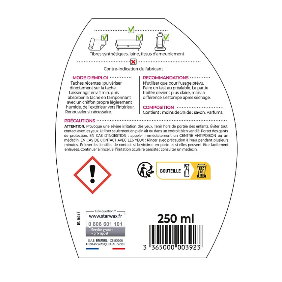 Starwax Détachant express tapis et moquette 250ml