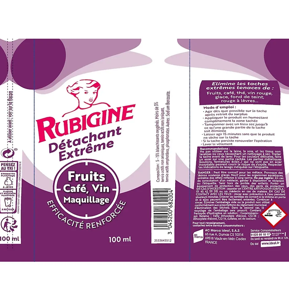 Rubigine Détachant extrême fruits, café, vin 100ml Sale