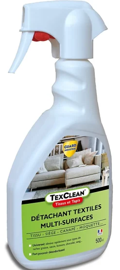 Guard Industrie Détachant tissu TexClean 500ml Tissu Matelas Canapé et Tapis Détachant et Nettoyant Professionnel Best