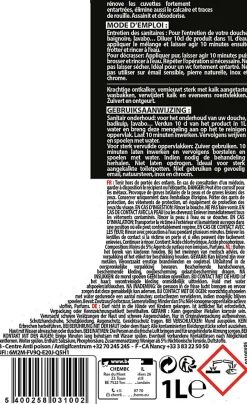 FULGURANT SANITAIRE Détartrant industriel concentré SANI 1l