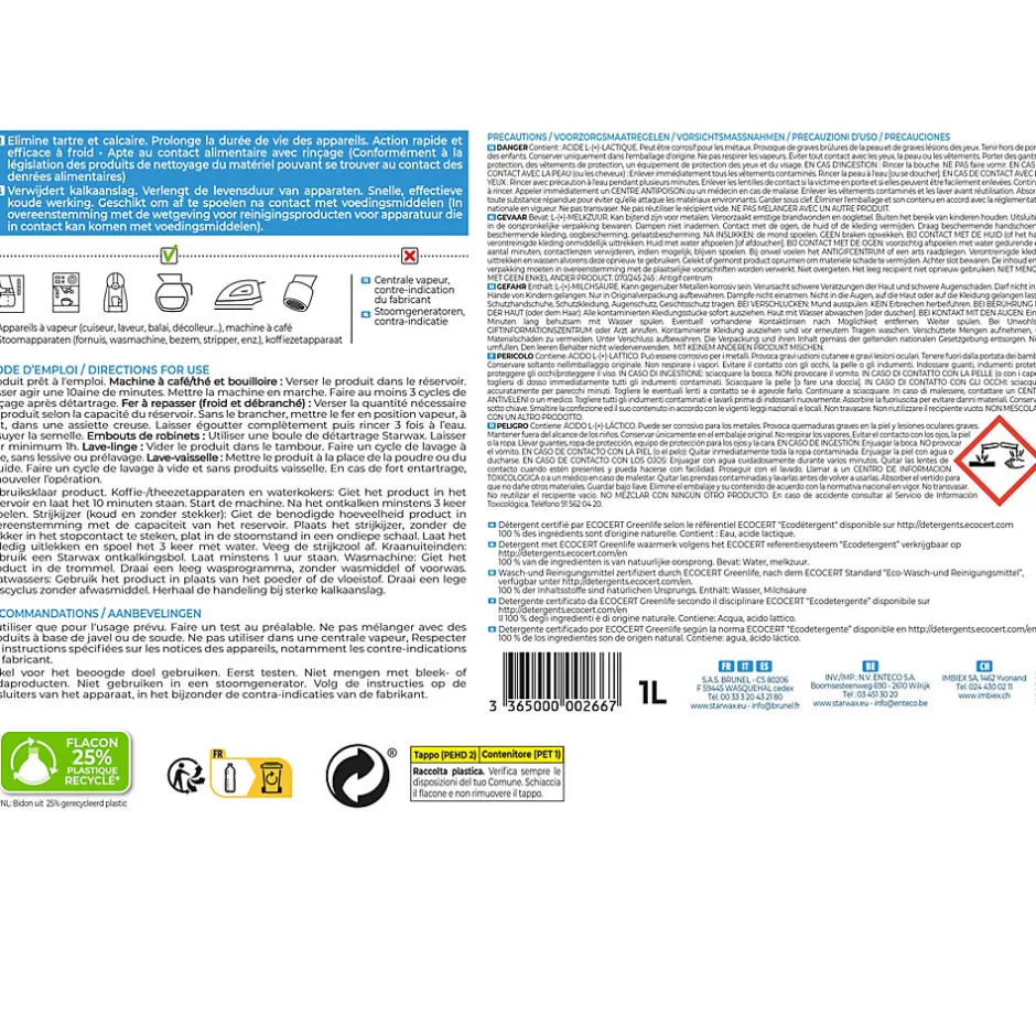 Starwax Détartrant électroménager Ecocert 1L