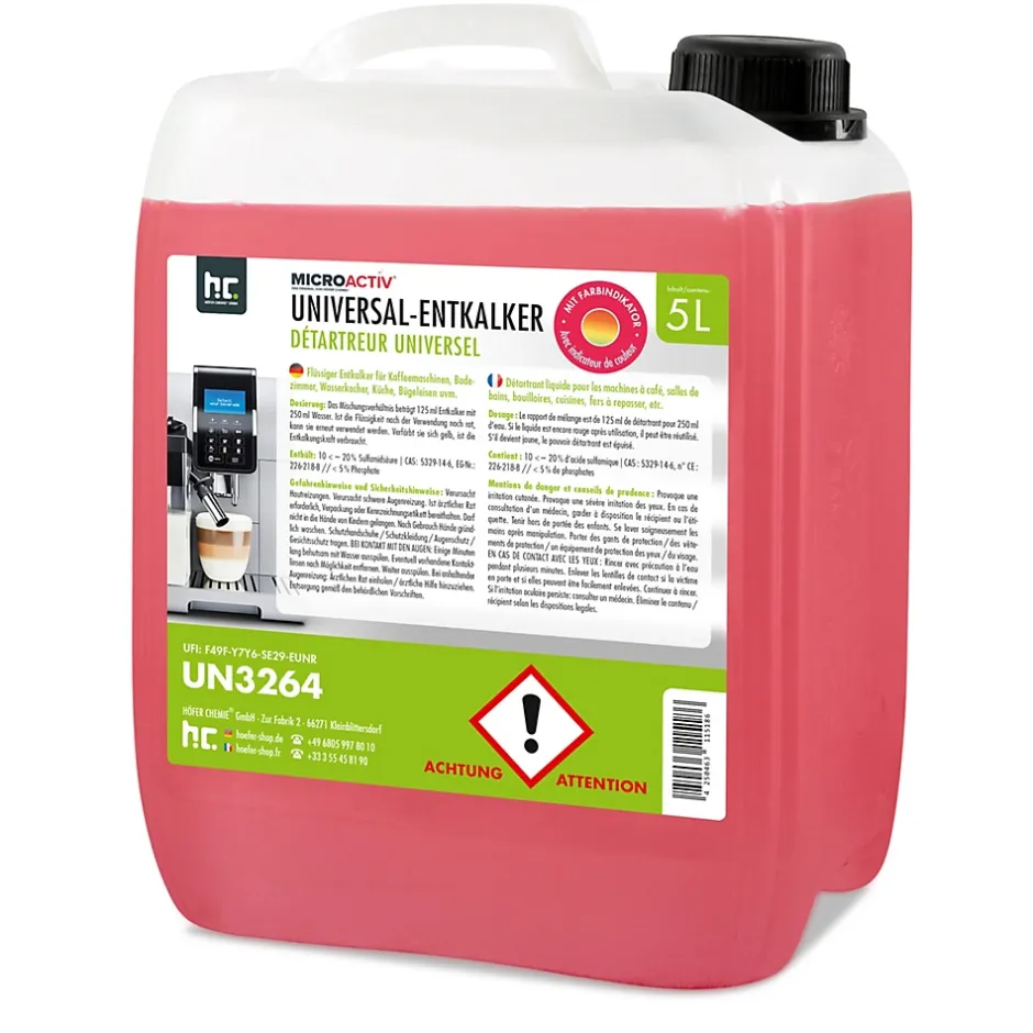 Höfer Chemie Détartrant Universel Microactiv Avec Indicateur De Couleur Pour Machines À Café Entièrement Automatiques En Bidon De 4 x 5 L Discount