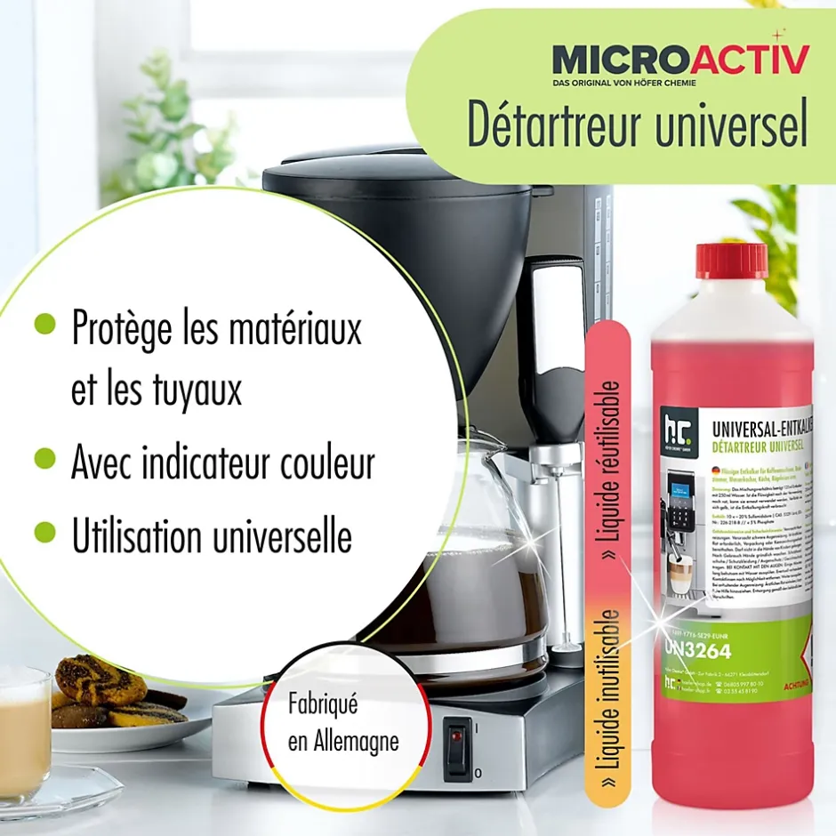 Höfer Chemie Détartrant Universel Microactiv Avec Indicateur De Couleur Pour Machines À Café Entièrement Automatiques En Bidon De 4 x 5 L Discount