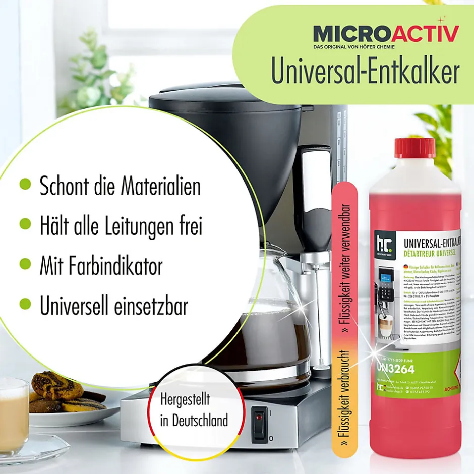 Höfer Chemie Détartrant Universel Microactiv Avec Indicateur De Couleur Pour Machines À Café Entièrement Automatiques En Bidon De 96 x 5 L