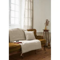 L'Effet Papillon Edredon bout de lit Soline 90x200 lin lavé Sable Hot