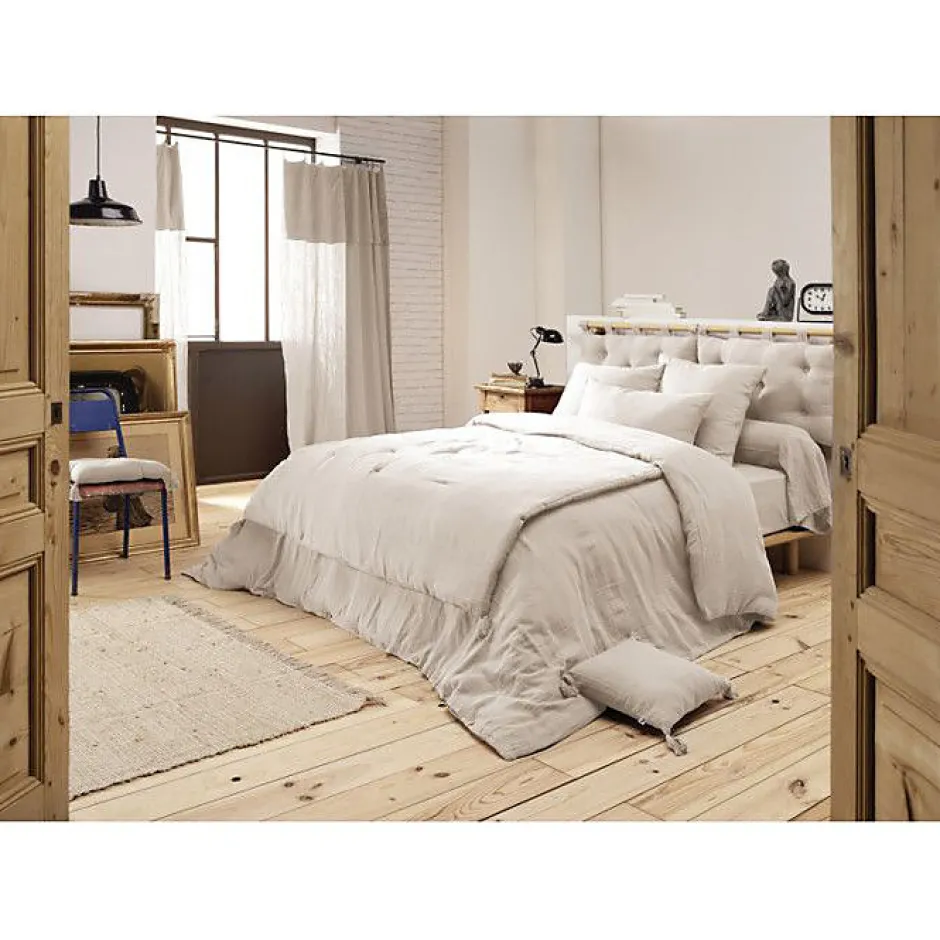 L'Effet Papillon Edredon Gaïa double gaze coton taupe 90 x 200 cm