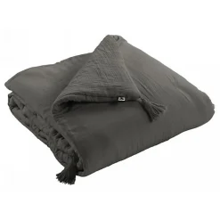 L'Effet Papillon Edredon ou Bout de lit "Gaïa" toutes dimensions "Gaze de Coton" - Gaïa Granit - 150 x 150 cm Best