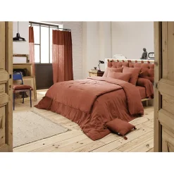 L'Effet Papillon Edredon ou Bout de lit "Gaïa" toutes dimensions "Gaze de Coton" - Gaïa Terracotta - 90 x 200 cm