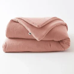 L'Effet Papillon Edredon ou Bout de lit "Gaïa" toutes dimensions "Gaze de Coton" - Gaia Rose Pêche - 180 x 240 cm Outlet