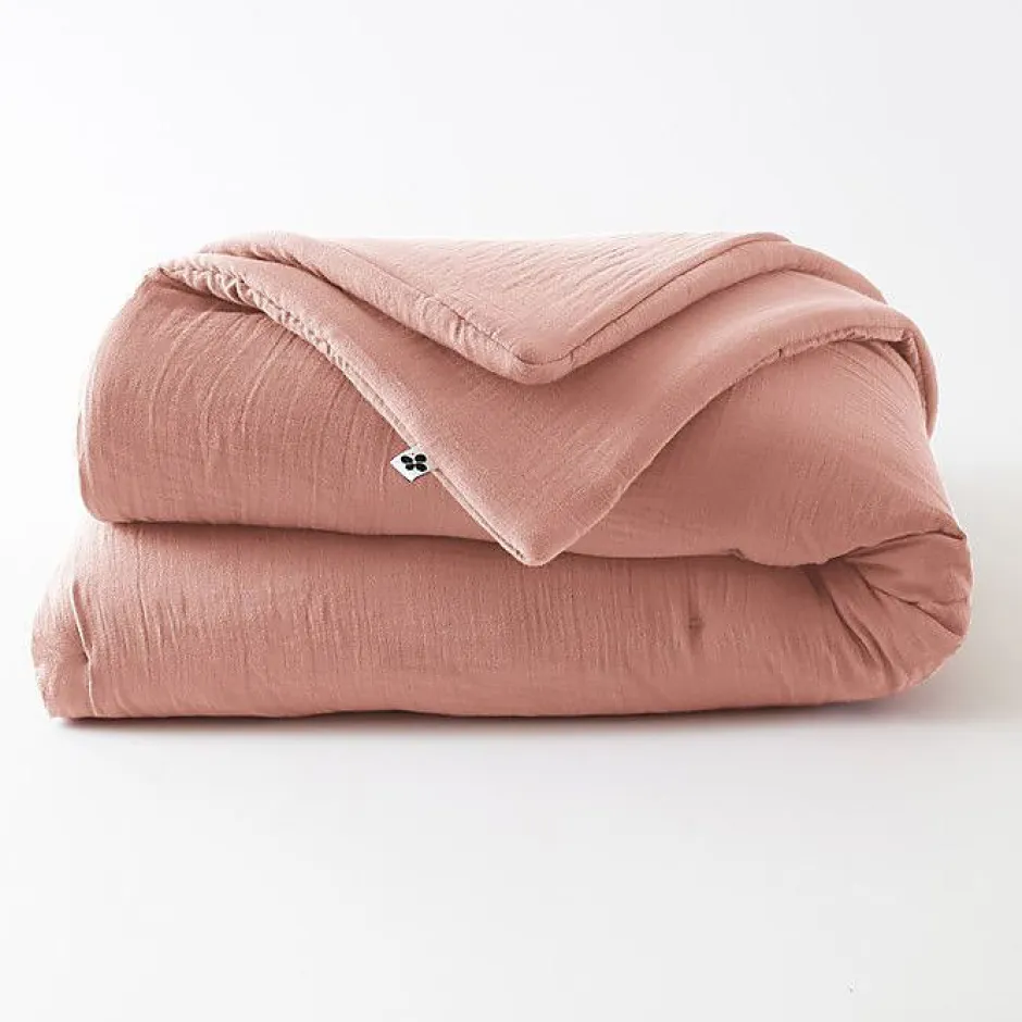 L'Effet Papillon Edredon ou Bout de lit "Gaïa" toutes dimensions "Gaze de Coton" - Gaia Rose Pêche - 180 x 240 cm Outlet