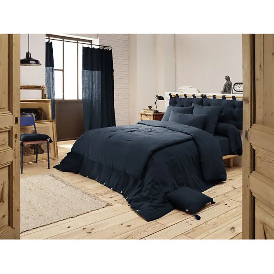 L'Effet Papillon Edredon ou Bout de lit "Gaïa" toutes dimensions "Gaze de Coton" - Gaïa Minuit - 150 x 150 cm Discount