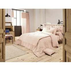 L'Effet Papillon Edredon ou Bout de lit "Gaïa" toutes dimensions "Gaze de Coton" - Gaïa Guimauve - 150 x 150 cm Outlet