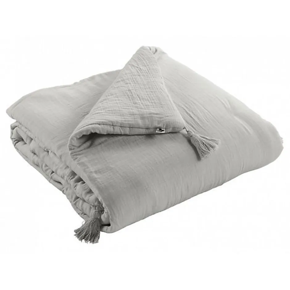 L'Effet Papillon Edredon ou Bout de lit "Gaïa" toutes dimensions "Gaze de Coton" - Gaïa Nuage - 150 x 150 cm