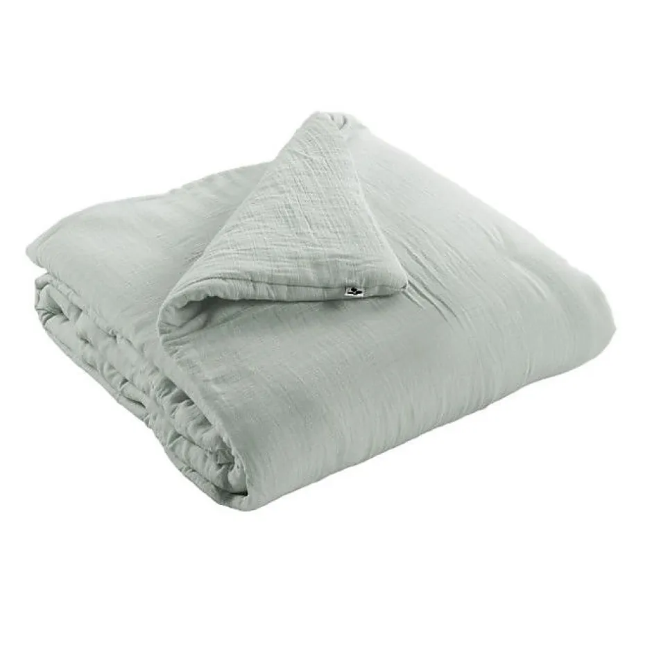 L'Effet Papillon Edredon ou Bout de lit "Gaïa" toutes dimensions "Gaze de Coton" - Gaia Eucalyptus - 180 x 240 cm Outlet