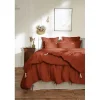 L'Effet Papillon Edredon ou Bout de lit matelassé 90 x 200 cm "Soline" Lin lavé - Soline Paprika New