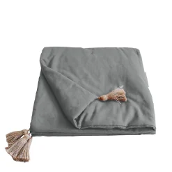 Home Maison Edredon Panama avec pompons en jute (90x190 cm - Gris clair)