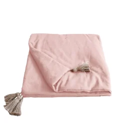 Enjoy Home Edredon Panama avec pompons en jute (90x190 cm - Vieux rose) Discount
