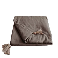 Home Maison Edredon Panama avec pompons en jute (90x190 cm - Taupe) Best