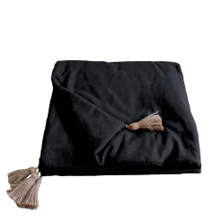 Home Maison Edredon Panama avec pompons en jute (90x190 cm - Noir) Clearance