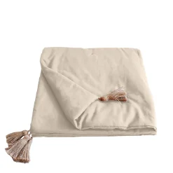 Home Maison Edredon Panama avec pompons en jute (90x190 cm - Ecru) Outlet